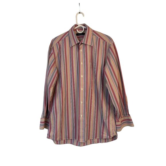 VTG 90s Klaus Boehler Dress Shirt Stripe L 16.5" Neck 32 Sleeve Classic 8913 - Picture 2 of 9